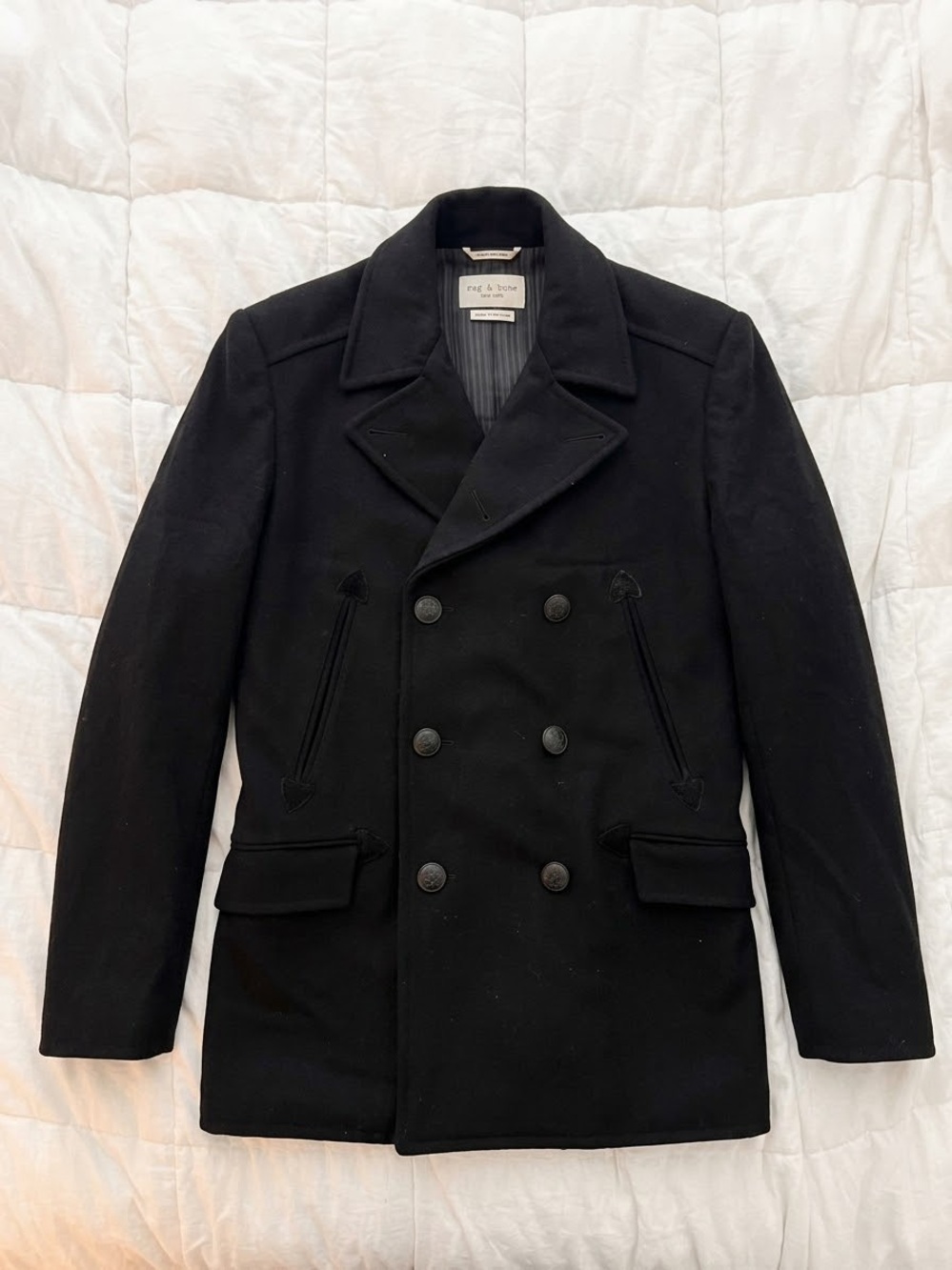 rag & bone Black Double-Breasted Pea Coat